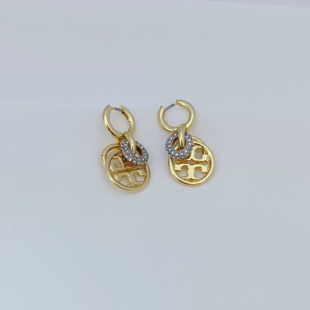 Tory Burch Double Diamond Gold Plated Brass Detachable Earrings